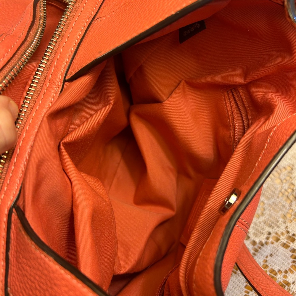 Coach Lexy Vibrant Orange Leather Shoulder Bag with Studs.  With wallet - Picture 10 of 15